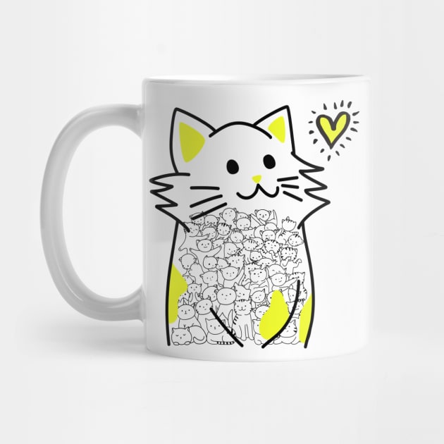 Cats Brighten Up My Heart (Yellow) by OMC Designs